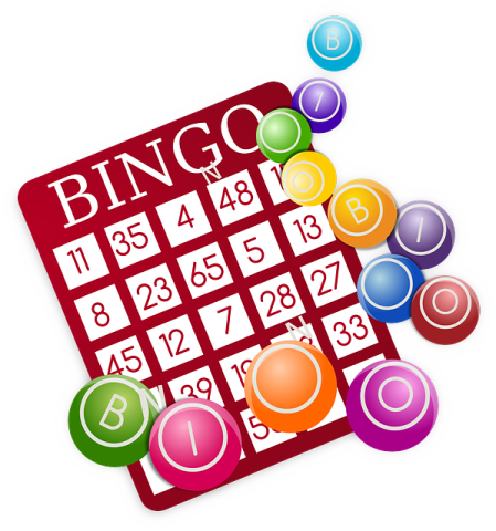 Bingo card with markers