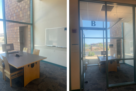 Two views of Study Room B at Foothills Library