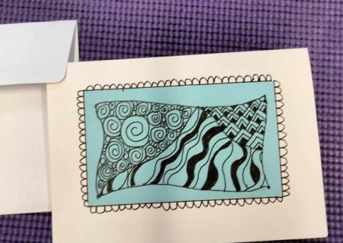 Picture of Zentangle example mounted on greeting card