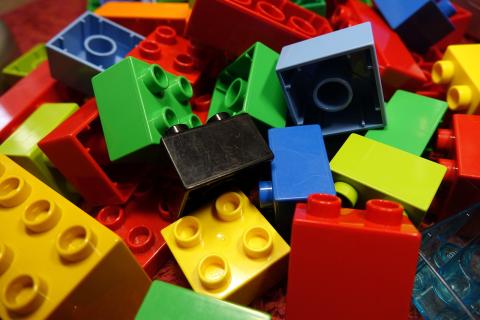 A photo of colorful Lego blocks.