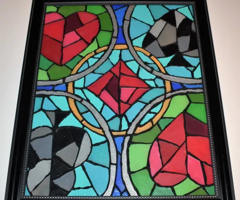 A photo of a faux stained glass project