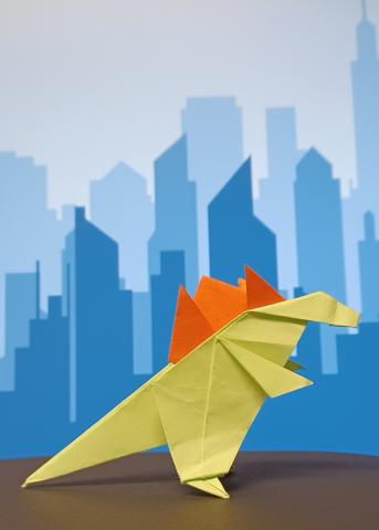 green origami godzilla