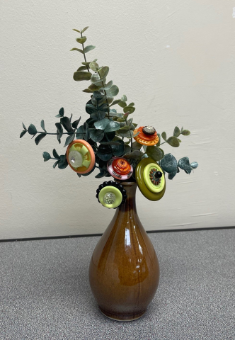 Bouquet made of buttons and artificial plants