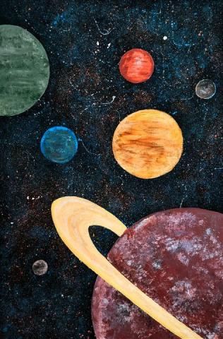 Spacescape on black canvas