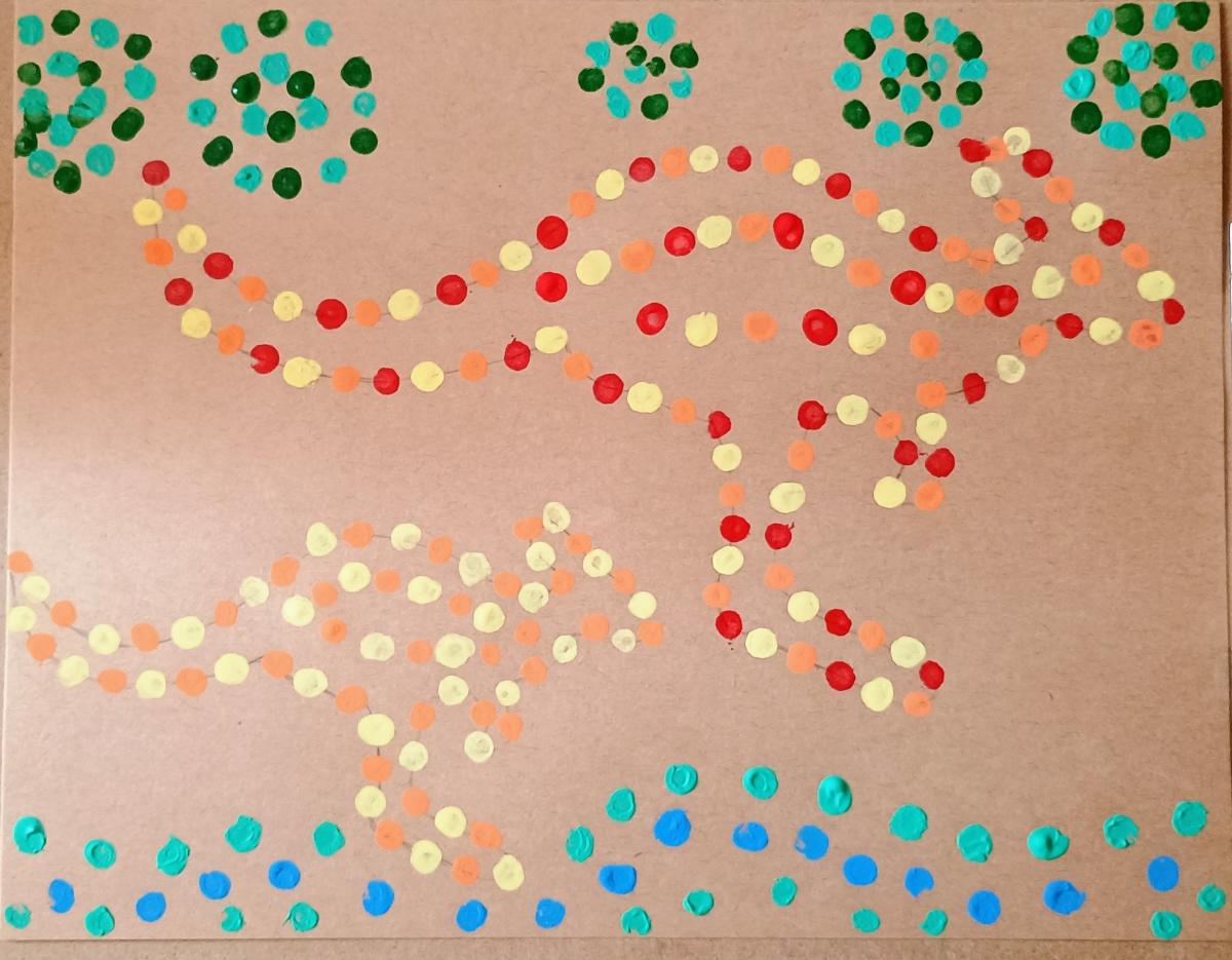 Kangaroos in dot art form