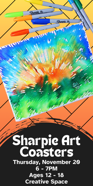 Image of a coaster with Sharpie markers.