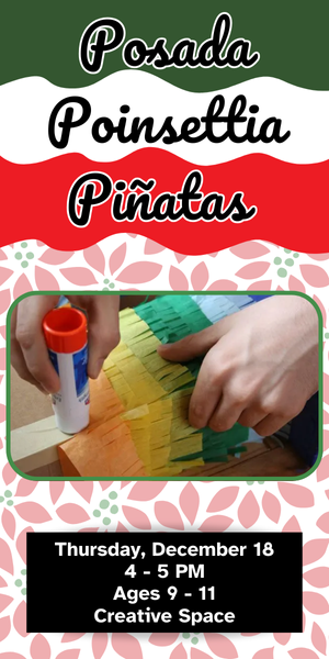 Posada Poinsettia Piñatas, image of a child glueing paper to a box to make a piñata. 